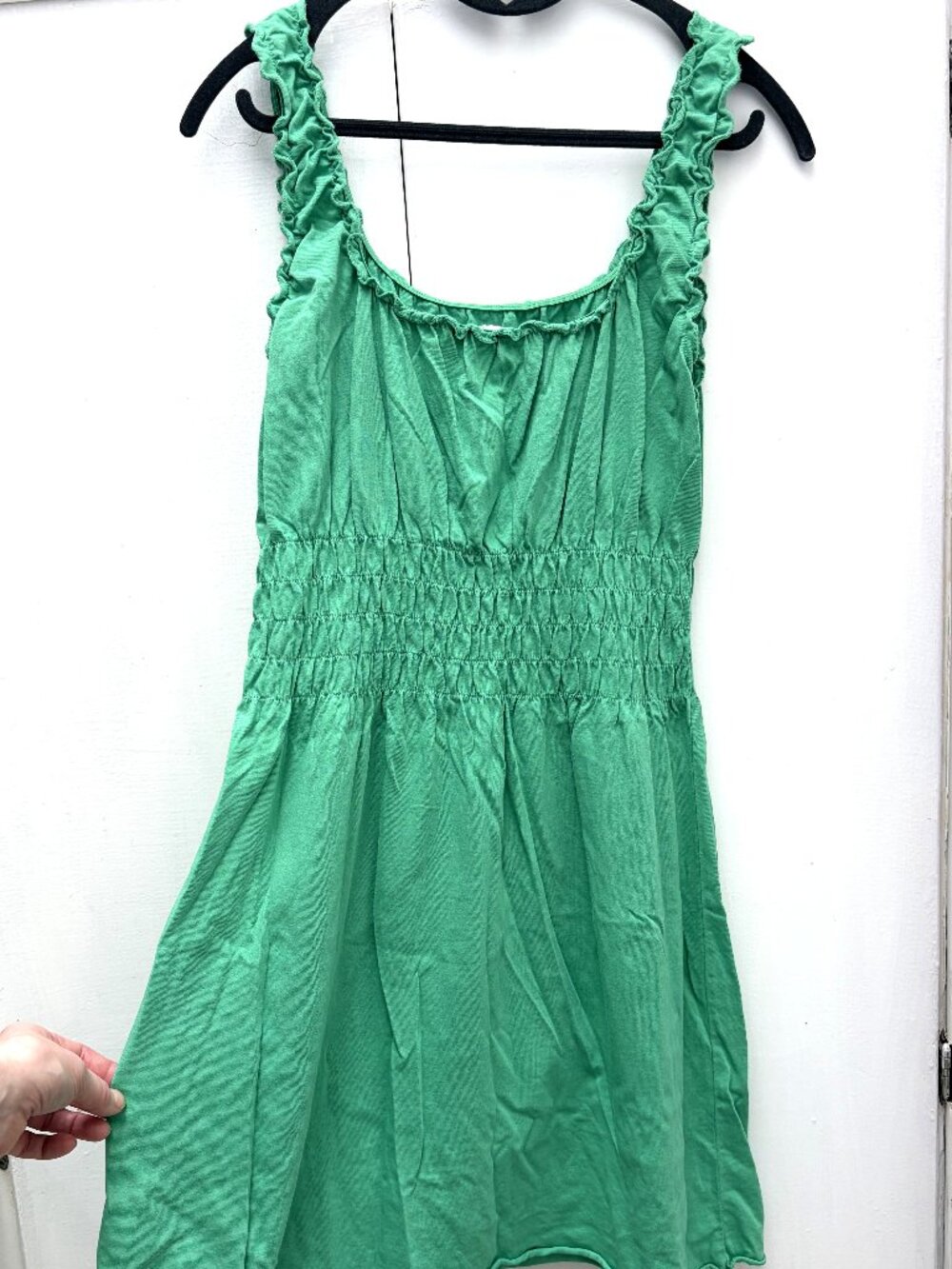 Melrose and Market Green Smocked Waist Ruffle Strap Dress Size S